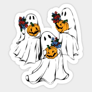 Ghost and pumpkins halloween Sticker